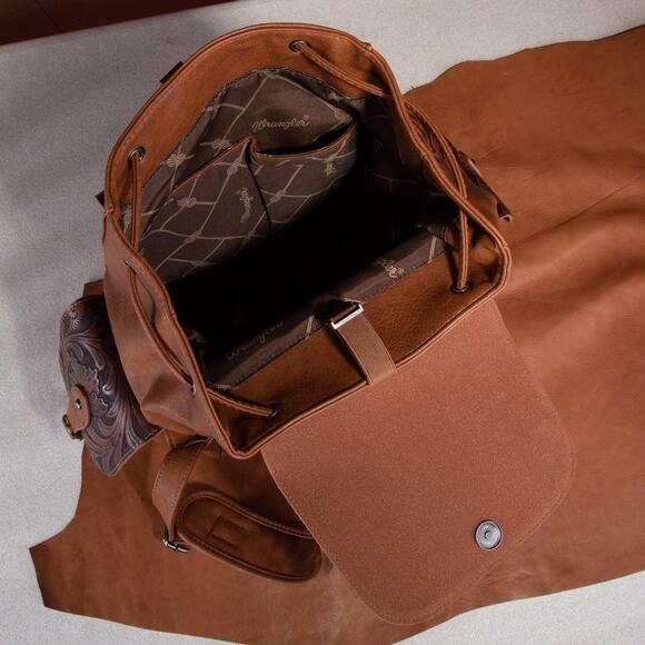 Wrangler NWT Floral Tooled Backpack - Brown - Picture 6 of 6